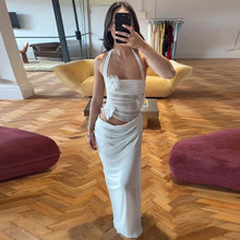 Cargar imagen en el visor de la galería, Halter Neck White Mesh Casual Women  Dress
