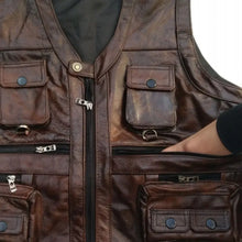 Load image into Gallery viewer, Cowhide Genuine Leather Vest
