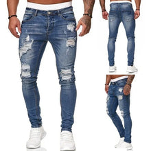 Charger l'image dans la galerie, Mens Ripped Skinny Jeans Blue Slim Fit Hole Pencil Pants Biker Casual Trousers Streetwear 2020 High Quality Denim Man Clothing
