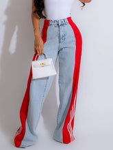 Load image into Gallery viewer, Multi-Color Side Stripe Wide-Leg Jeans
