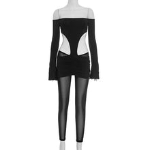 画像をギャラリービューアに読み込む, Off Shoulder Long Sleeve Casual Solid Skinny Jumpsuit
