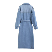 画像をギャラリービューアに読み込む, Casual Denim Long  Retro Belt Style Jacket
