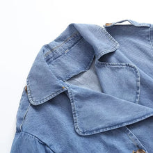 画像をギャラリービューアに読み込む, Casual Denim Long  Retro Belt Style Jacket
