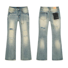 Load image into Gallery viewer, High Diamond Button Fly  Button Fly Ripped Stacked Flared Jeans
