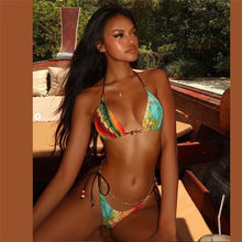 Charger l'image dans la galerie, Liu Ming Sexy Beach Backless Halter Colorful Printed Bikini Set
