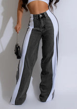 Load image into Gallery viewer, Multi-Color Side Stripe Wide-Leg Jeans
