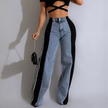 Load image into Gallery viewer, Multi-Color Side Stripe Wide-Leg Jeans
