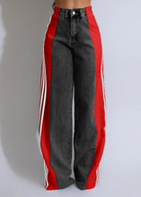 Load image into Gallery viewer, Multi-Color Side Stripe Wide-Leg Jeans
