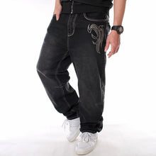 Cargar imagen en el visor de la galería, Nanaco - Pantalones vaqueros holgados para hombre, estilo hip hop, para patineta, baile callejero, hip hop, rap, negros, talla china 30-46
