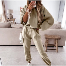 Cargar imagen en el visor de la galería, Conjunto de dos piezas de pantalón y manga larga con capucha para mujer

