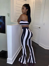 Lade das Bild in den Galerie-Viewer, Women Striped  Crop Top Pants Two Piece Sets
