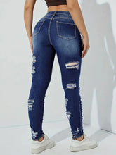 画像をギャラリービューアに読み込む, High Waist Slim Stretch Ripped Distressed Denim Jeans
