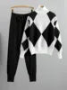 Cargar imagen en el visor de la galería, Women's Sweater + Long Pants O-neck Tops Autumn Winter Plaid 2 Piece Set Knitwear Casual Knit Printed Suits
