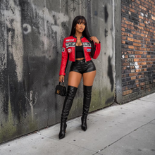 Load image into Gallery viewer, Faux Leather Racing Jacket
