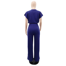 Load image into Gallery viewer, 10163 cross-border European and American Amazon summer drawstring short top high waist split women's trousers fashion two-piece suit
