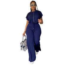 Load image into Gallery viewer, 10163 cross-border European and American Amazon summer drawstring short top high waist split women's trousers fashion two-piece suit
