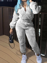 Load image into Gallery viewer, M81108 Cross-Border New Style Amazon European and American Women's Clothing Solid Color Long-Sleeved Long Pants Autumn and Winter Fashion Casual Plush Suit
