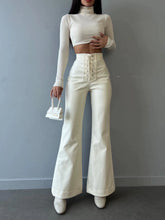 Lade das Bild in den Galerie-Viewer, High Waist Flared Pants PU Leather
