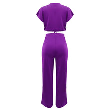 Load image into Gallery viewer, 10163 cross-border European and American Amazon summer drawstring short top high waist split women's trousers fashion two-piece suit
