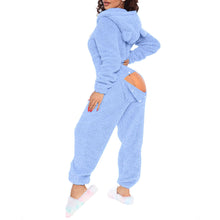 Load image into Gallery viewer, 80223 European and American Cross-Border New Style One-Piece Loungewear Sexy Open-Back Women's Long-Sleeve Jumpsuit with Hood Cute Furry
