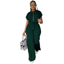 Load image into Gallery viewer, 10163 cross-border European and American Amazon summer drawstring short top high waist split women's trousers fashion two-piece suit
