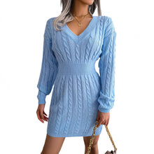 Load image into Gallery viewer, Ins Style Real Shot Autumn and Winter European and American Fashion Waist Twist Hip Dress Sweater Skirt Amazon Cross-Border Women's Clothing
