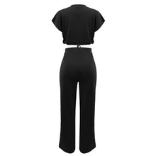 Load image into Gallery viewer, 10163 cross-border European and American Amazon summer drawstring short top high waist split women's trousers fashion two-piece suit
