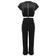 Load image into Gallery viewer, 10163 cross-border European and American Amazon summer drawstring short top high waist split women's trousers fashion two-piece suit
