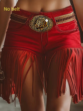 Load image into Gallery viewer, Woman Casual  Mid Low Rise Fringe Shorts
