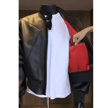 Load image into Gallery viewer, Men Coats Faux Leather Jackets Turn Down Collar Pu Coat
