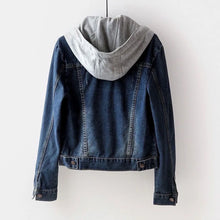 Load image into Gallery viewer, Denim Short Jacket for Women Short Autumn Winter Korean Long-sleeved Slim Hooded Versatile
