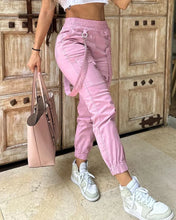Load image into Gallery viewer, Women's Cargo Pocket Design Cuff Suspenders Pants
