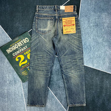 Load image into Gallery viewer, Heavy Washed Distressed Straight Blue Jeans
