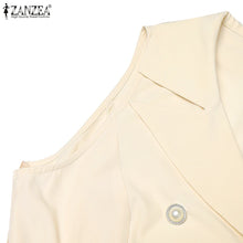 Load image into Gallery viewer, Fashion Women Jumpsuits 2026 ZANZEA Summer Rompers Elegant Wide Leg Work OL Overalls V Neck Sleeveless Pleated Playsuit Trousers
