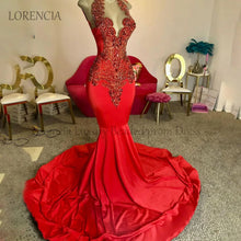 Cargar imagen en el visor de la galería, Vestido de fiesta largo de sirena con diamantes
