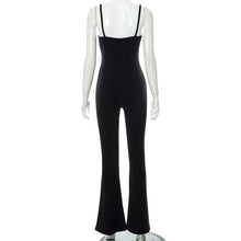 Load image into Gallery viewer, Gauze Jumpsuits Solid Black Jump Suits For Women Overalls Sleeveless Combinaison Femme Flare Pants Romper Monos Mujer Elegante
