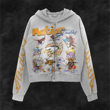 画像をギャラリービューアに読み込む, Y2K  Gothic Letter Print Zip-Up Hoodie
