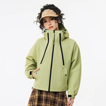 Load image into Gallery viewer, Women's Casual Hooded  Raglan Sleeves Double Zipper Jacket
