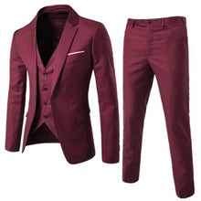 Load image into Gallery viewer, Men Blazers 3 Pieces Slim Fit Turn down Collar Vest Pants Jackets Suit
