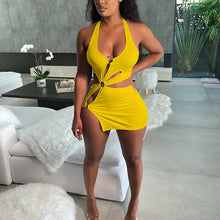 Load image into Gallery viewer, Summer Hollow Sexy Orange Sleeveless Mini Dress
