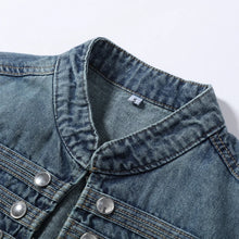 Load image into Gallery viewer, Y2K Style Denim Jacket Shorts Set Women's Stand Collar Button Long Sleeve Coats Low Waist Mini Short 2026 Summer New Lady Outfit
