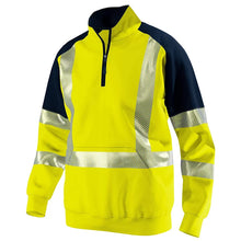 Load image into Gallery viewer, Orange Navy Sweatshirt for Man Hi Vis Hoodie Work with Zip Fleece Jacket
