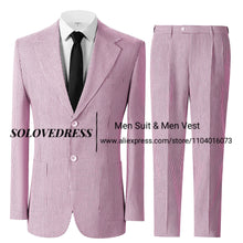 Load image into Gallery viewer, Men's Seersucker Striped 2 Piece Slim Fit Pinstripe Suit

