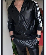Load image into Gallery viewer, Men's PU Leather Casual Jogging Suit
