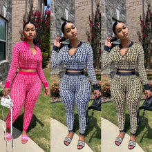 Lade das Bild in den Galerie-Viewer, Stretch Knitted Printed Two-piece Set For Women
