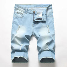 Load image into Gallery viewer, 2026 Summer Men's Red Rose Embroidered Jeans Shorts, Fashion Casual Shorts Black Blue White Men Torn and Frayed Denim Shorts
