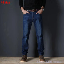 Load image into Gallery viewer, Men's Stretch Blue Men's high waist 130kg  Oersized  Slim Jeans
