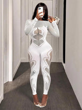 Load image into Gallery viewer, FHSEER Women's   Sheer Mesh Long Sleeve Hollow  Jumpsuit
