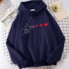 Load image into Gallery viewer, Funny Heart Pattern Printed Kangaroo Pocket Hoodies 90s Casual Sweatshirts Graphic Y2k Hooded Women's Gothic Streetwear Clothes
