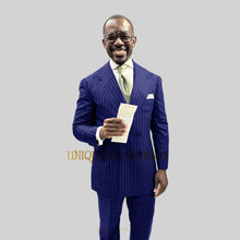 Load image into Gallery viewer, Men's Suit 2-Piece (Jacket+Pants) lightweight Striped Double Breasted Blazer
